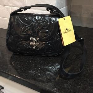 New NWT Patricia Nash Crossbody purse Lucia in Rosetool black leather New NWT